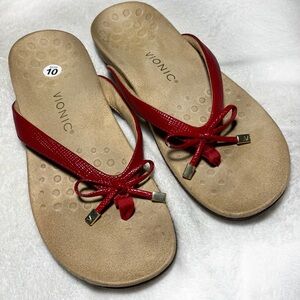 Vionic Women's Red/Tan Shoes Sandals Sz 10